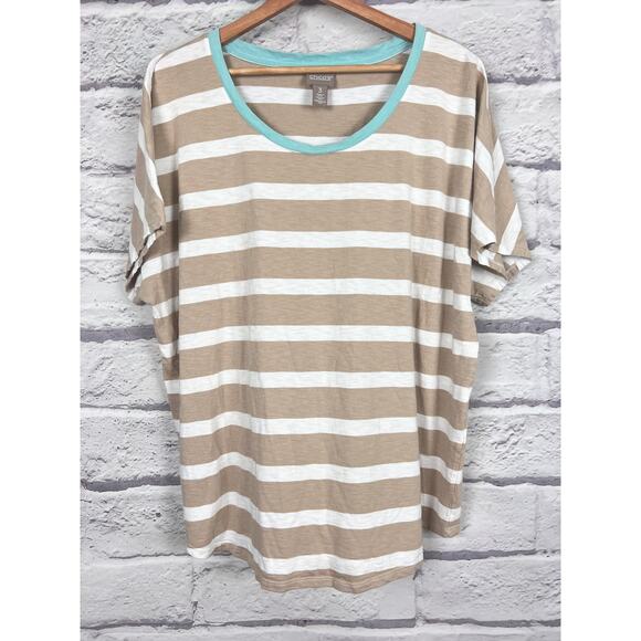 Chico's Women XL Coastal Nautical Minimalist Preppy Staple Stripe Dolman T-Shirt - Picture 3 of 11